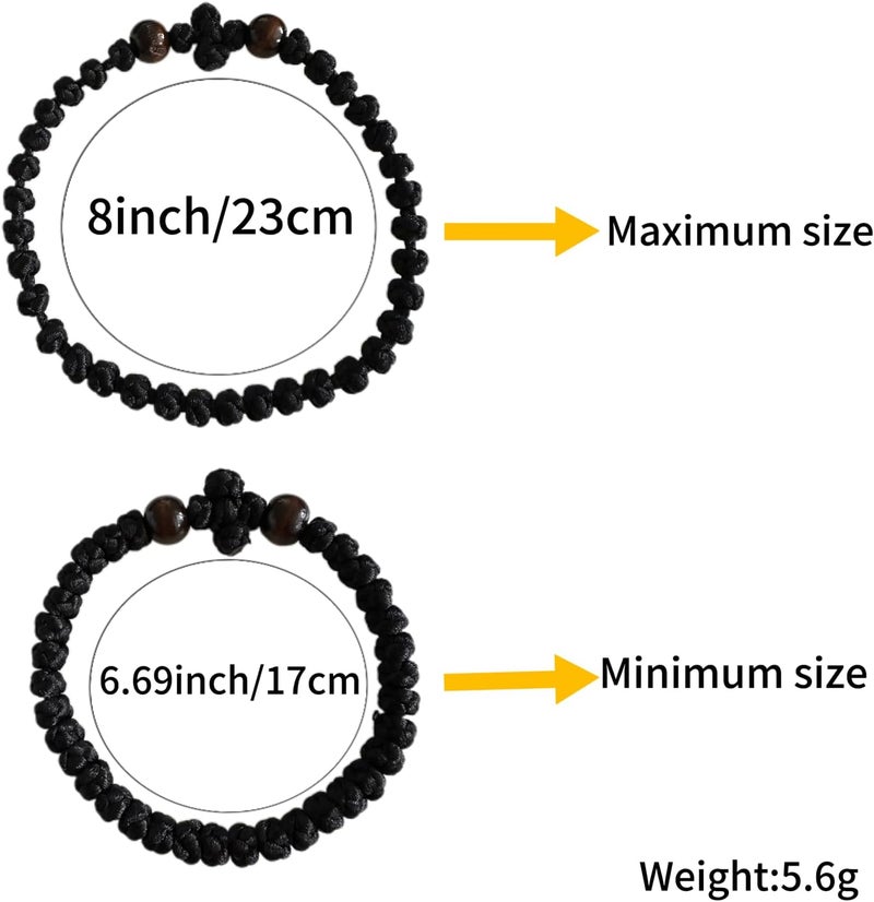 Bovemee Orthodox Prayer Rope Bracelet, 2-Pack Black Chotki Komboskini, Christian Prayer Beads with Cross - Image 5